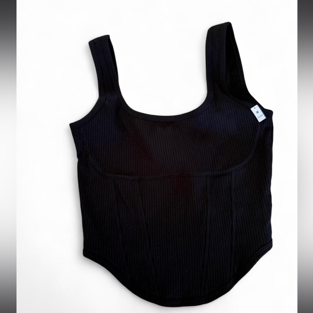 Pink Victoria's Secret Black Ribbed Square-Neck